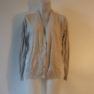 NWT Womens Maille Clu Taupe White Lace Knit Button-Up V-Neck Cardigan Sweater S*